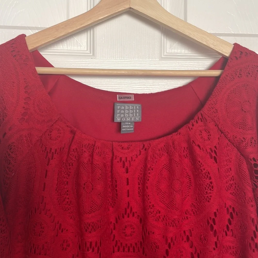 Rabbit Rabbit Rabbit red lace shift dress - Picture 3 of 10